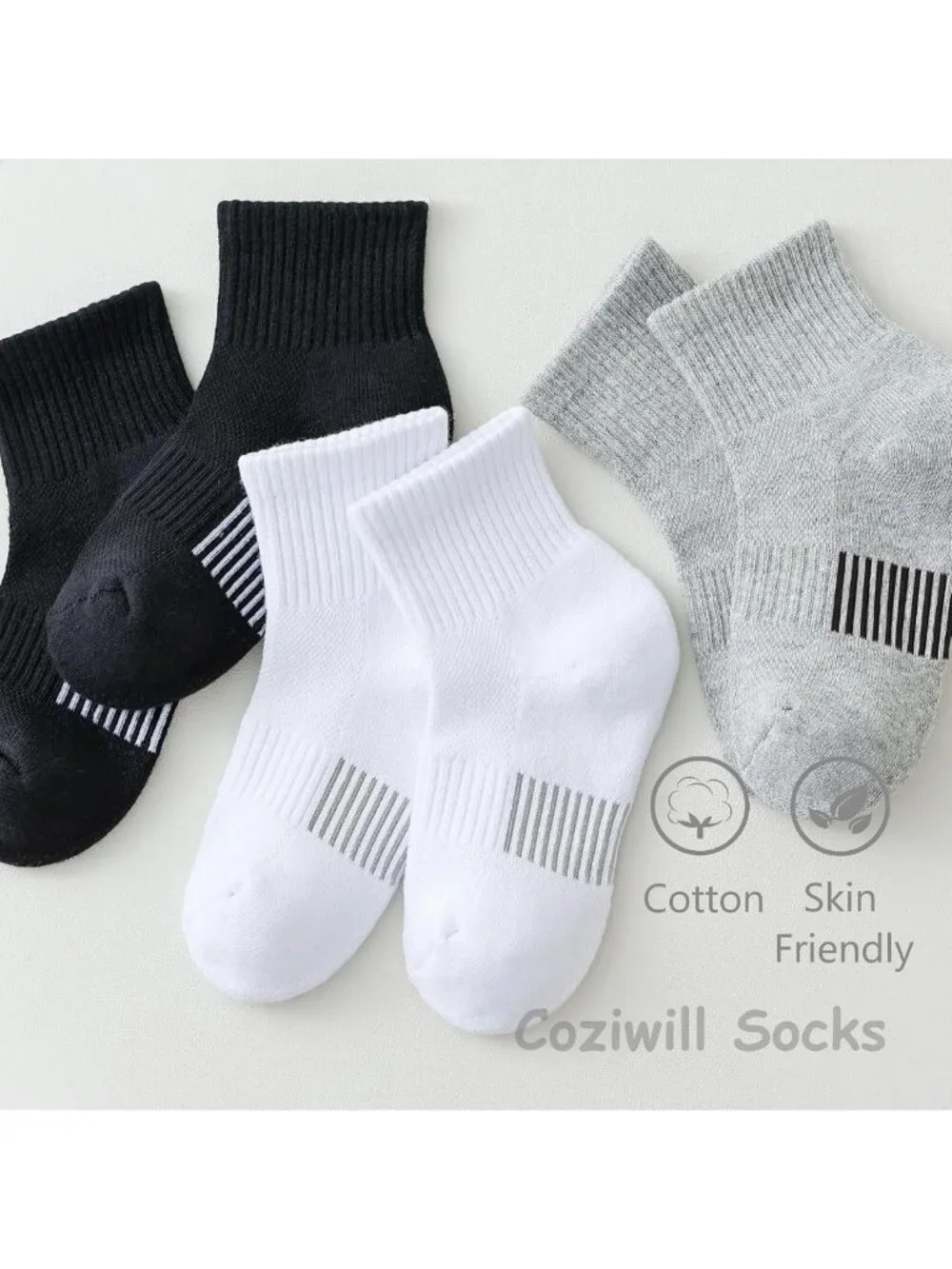 Cushioned Kids Ankle Socks - 10 Pairs Cotton Athletic Quarter Socks for Boys